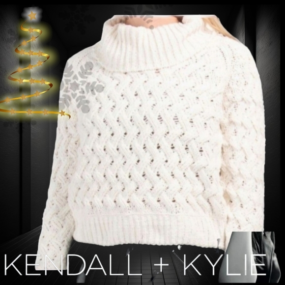 Chunky knit winter white oversized sweater by Kendall and Kylie nwt size m - Picture 1 of 7